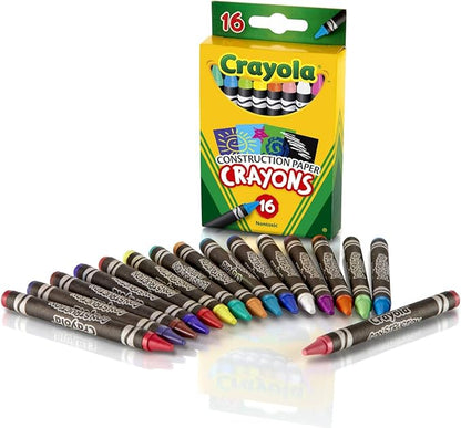 Crayola Construction Paper Crayons (16ct), Kids Crayons, Long-Lasting, Non-Toxic, Vibrant Colors for Kids Arts and Crafts, Ages 3+