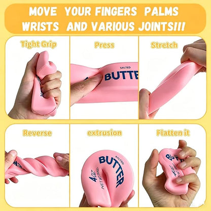 2026 Upgraded Slow Rebound Butter Squeeze Stress Balls, Soft Butter Stick Squishies Toy, Slow Rising Sensory Fidget Toy for Stress Relief & Calming（Pink）