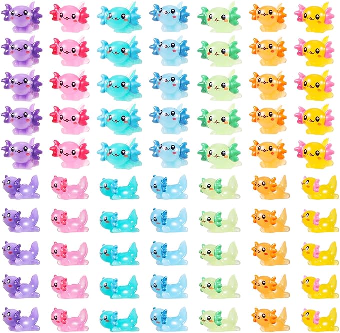 70 Pcs Mini Resin Axolotl, Tiny Axolotl Miniature Figures Toy Mini Axolotl Charm Ornament for Fairy Garden Landscape Aquarium Birthday Christmas Party Decoration