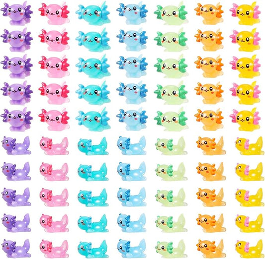 70 Pcs Mini Resin Axolotl, Tiny Axolotl Miniature Figures Toy Mini Axolotl Charm Ornament for Fairy Garden Landscape Aquarium Birthday Christmas Party Decoration