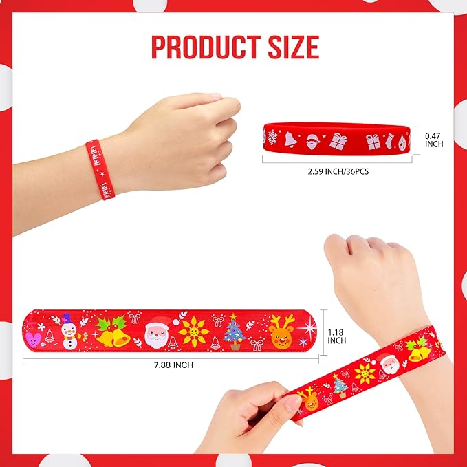 MGparty 72pcs Christmas Slap Bracelets Silicone Bracelets Bulk Party Favors Toys for Kids Xmas Party Favors Christmas Stocking Stuffers Gifts Goodie Bag Stuffers