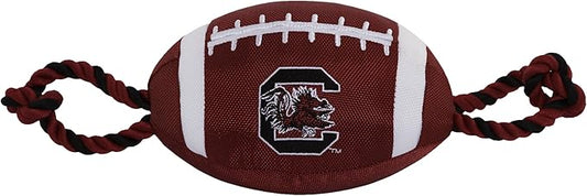 Pets First NCAA South Carolina Gamecocks Football Dog Toy, Tough Quality Nylon Materials, Strong Pull Ropes, Inner Squeaker, Collegiate Team Color