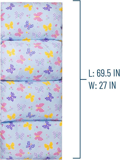 Wildkin Kids Floor Lounger: Ideal for Boys and Girls, Travel-Friendly, Perfect for Sleepovers - Pillow Lounger for Kids, Requires Standard Size Pillows Not Included (Butterfly Garden)