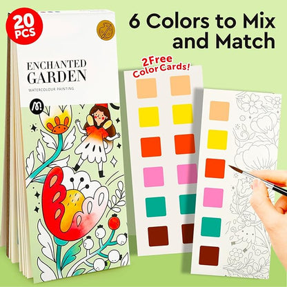 Watercolor Coloring Books for Kids Ages 5-6,8-12,Travel Pocket Water Color Paint Set for Toddlers Party Birthday Thank You Exchange Gift Art and Craft Easter Basket Stuffers for Toddlers