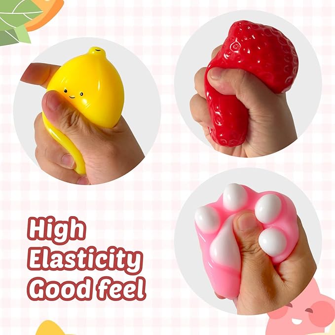 Taba Squishy Toys 4 Pack, Soft Sensory Fidget Squeeze Toys for Stress Relief, Kawaii Fufu Squishies for Kids & Adults, Party Favors, Goodie Bag Fillers