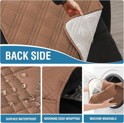 H.VERSAILTEX 100% Waterproof Recliner Chair Covers Large Size Oversized 1-Piece Recliner Covers for Large Recliner with Elastic Straps Sitting Width Up to 28" (Oversized Recliner, Terracotta/Beige)