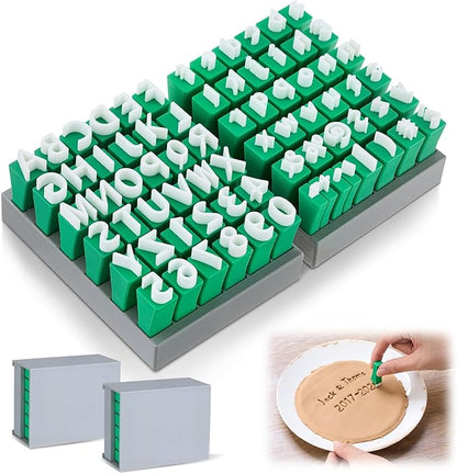 AceOrbit 72pcs Alphabet Stamps Set for Clay 1/2''/12.7mm Pottery Letter stamps for Clay Stepping Stone Mold Traditional Letters and Numbers Concrete Molds for Ceramics DlY Names Stepping Stone Pottery