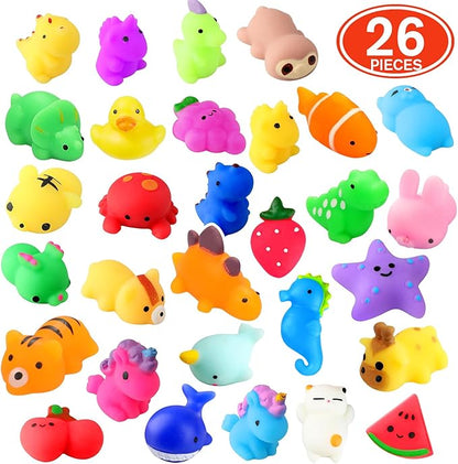 nobasco Squishies, 26 Pack Mochi Squishy Toys - Kawaii Cat Squishys Slow Rising Animals - Party Favors, Goodie Bag, Birthday Gifts, Mini Squishies Stress Reliever Toy