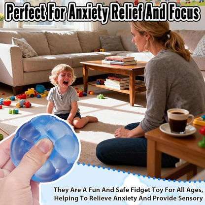 Ice Cube Squishy Fidget Toy, Standard Size 1.96 in Stress Ball for Adults and Kids, Puffwize Soft Textured Sensory Toy with Irregular Shape for Anxiety Relief and Improving Focus(Blue)