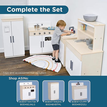 Children’s Factory Wooden Play Kitchen Hutch - Kids & Toddlers Pretend Fridge - Realistic Design & Feature - Pre-School Furniture for Classroom or Playroom- 24" W x 15" D x 44" H - Assembly Required