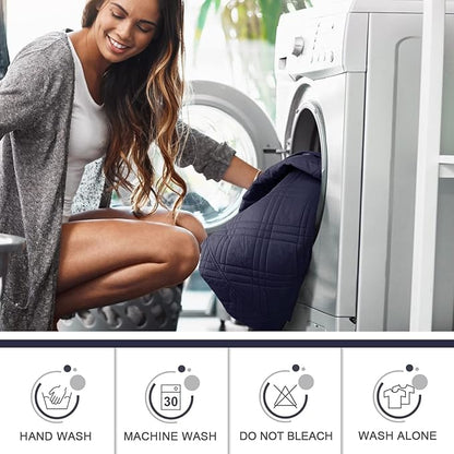 TAOCOCO 100% Waterproof Recliner Chair Cover, Non Slip Recliner Covers for Recliner Chair with Pocket, Washable Reclining Chair Cover Furniture Protector for Kids, Pets(Recliner Chair, Navy Blue)