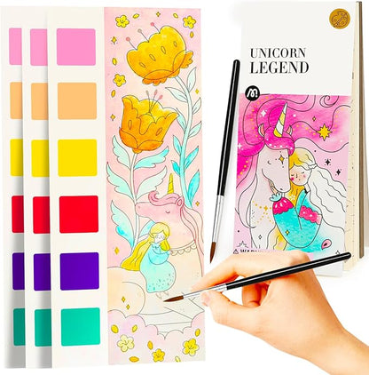 Watercolor Coloring Books for Kids Ages 4-6,8-12,Travel Pocket Water Color Paint Set for Toddlers Party Birthday Thank You Exchange Gift Art and Craft Easter Basket Stuffers for Toddlers