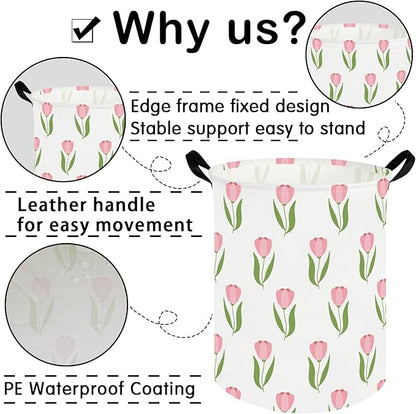 Tulip hamper,Girls Nursery Hamper,Waterproof foldable baby laundry basket,kids laundry Basket,Kids Toy Storage Organizer,Baby girl room decor,Gift Basket (Tulip)