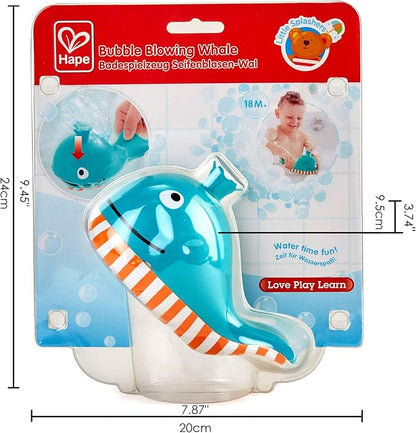 Hape Bubble Blowing Whale | Baby Squirt Toy for Bath Time Play, Blue