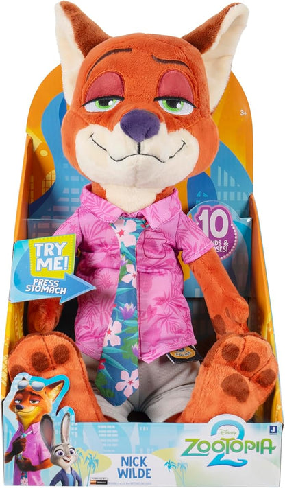 Disney’s Zootopia 2 14” Feature Plush Nick Wilde - 10+ Sounds and Phrases - Plush Toys for Kids and Preschoolers - Suitable for Ages 3+