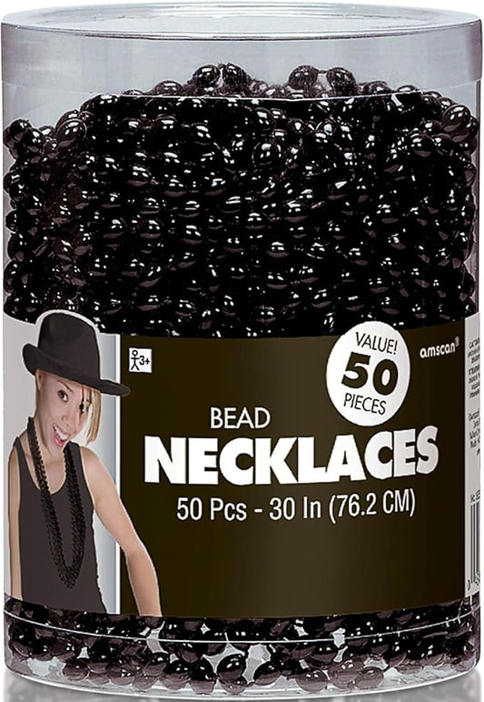 Sparkling Black Metallic Oval Bead Party Necklaces (50 Pcs.) - 30" - Elegant & Vibrant Accessories - Perfect for Any Occasion
