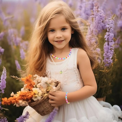 PinkSheep Toddler Jewelry Kids Jewelry Kids Necklace Choker and Bracelet 3 Pack 9pcs, Little Girls Jewelry In Box, Flower Girl Gift Kids Girls Accessories