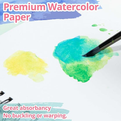 HTVRONT Watercolor Paper - 100 Sheets 5.5"x8.5" Watercolor Pad, 140 lb/300 GSM Watercolor Paper Pad, Spiral Bound for Full Spread & Sturdy Use, Ideal for Wet & Dry Media