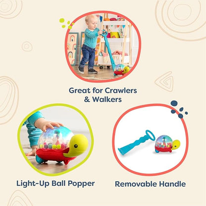 B. Toys - Interactive Baby Walker with Light-Up Ball Popper - 2-in-1 Turtle Push Toy for Crawling & Walking Development - Removable Handle Baby Toys with Glowing Effects for Toddlers 12+ Months