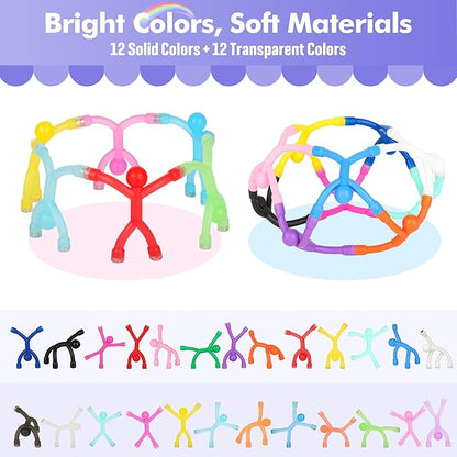 24Pcs Magnet Men for Kids, Magnetic Travel Toys Sensory Fidget Toys for Toddler Kids, Magnetic People Children's Day Gifts Stocking Stuffers Magnet Figures for Desk Fridge Classroom