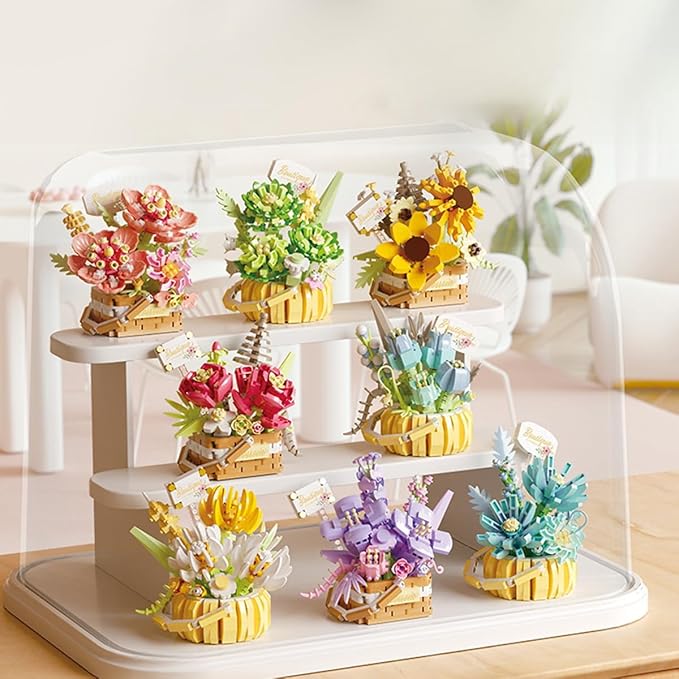 Flowers Succulents 3.6In Building Toy Set, 524 Pcs Botanical Collection for Office Home Decoration Flower Plant Building Blocks Toy, As a Adults, Kids, Girls Idea Gifts
