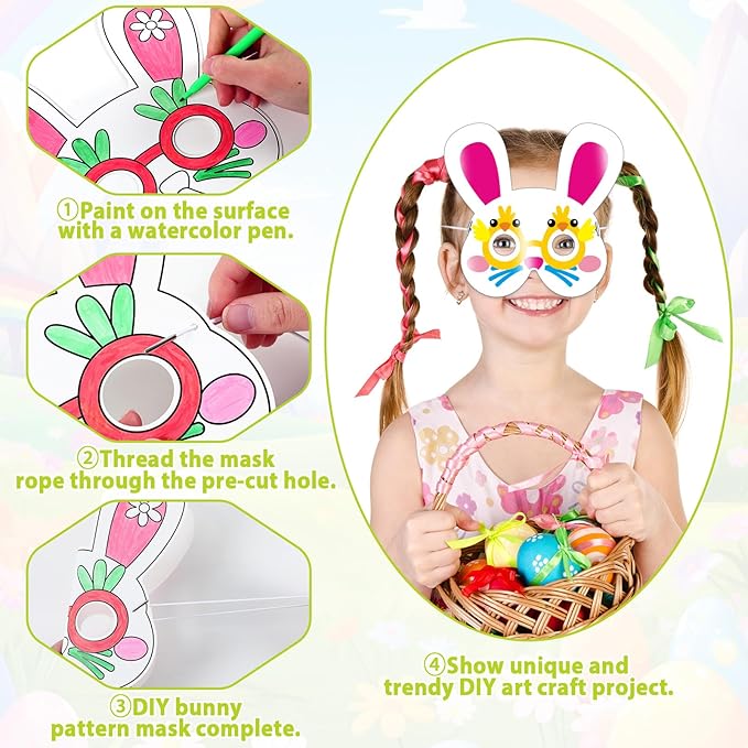 36 Set Easter Mask Crafts Bunny Coloring Masks Easter Activities DIY Arts and Crafts Spring Bunny Games Blank Masquerade Mask Animal Paper Rabbit Mask For Birthday Party School Classroom Home Favor