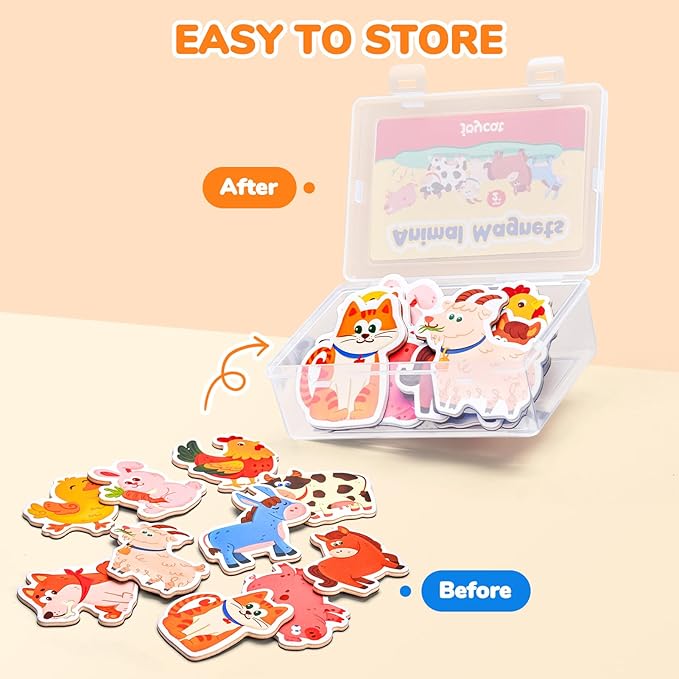 Wooden Fridge Magnets for Kids – 10 Cute Farm Animals Refrigerator Magnets for Toddlers, Large Kids Magnetic Toys, Fun Educational Learning Gifts for Toddlers 2 3 4 5 Years Old