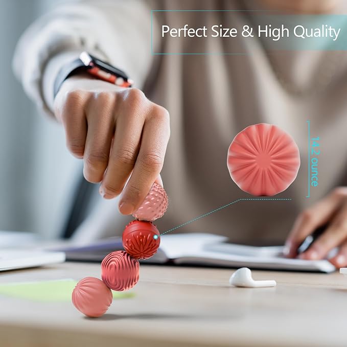luckdoor Silicone Magnetic Balls Fidget Toys for Adults & Teens,4PCS Stress Relief Sensory Toys for Autism ADHD Anxiety,Fun Textures Gadgets,Office Desk Toy,Stocking Stuffers for Men Women Teen Gifts