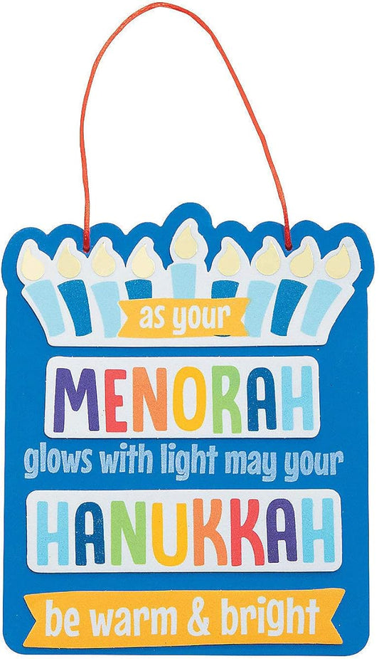 Fun Express Hanukkah Message Sign Craft Kit – DIY Craft Kits for Kids Create Personalized Holiday Signs Includes All Materials for Fun & Creative Activities – Perfect for Hanukkah Parties – 12 Pieces