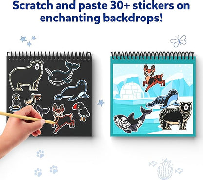 Skillmatics Magical Scratch Art Book for Kids - Animals, Craft Kits & Supplies, DIY Activity & Stickers, Gifts for Toddlers, Girls & Boys Ages 3, 4, 5, 6, 7, 8, Travel Toys