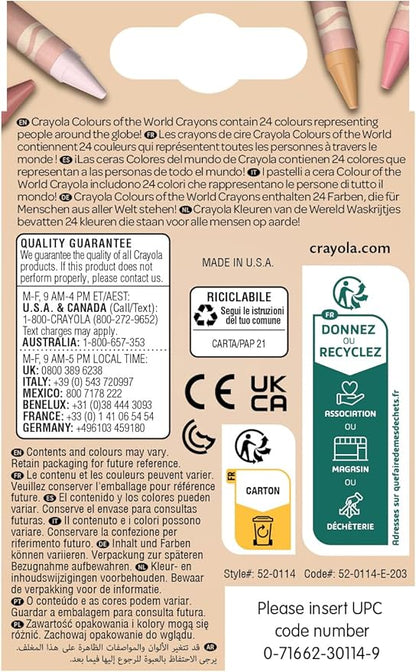 CRAYOLA Colours of The World - Set of 24 Wax Pencils, 24 Felt-Tip Pens, 24 Multicultural Pencils and 1 Album