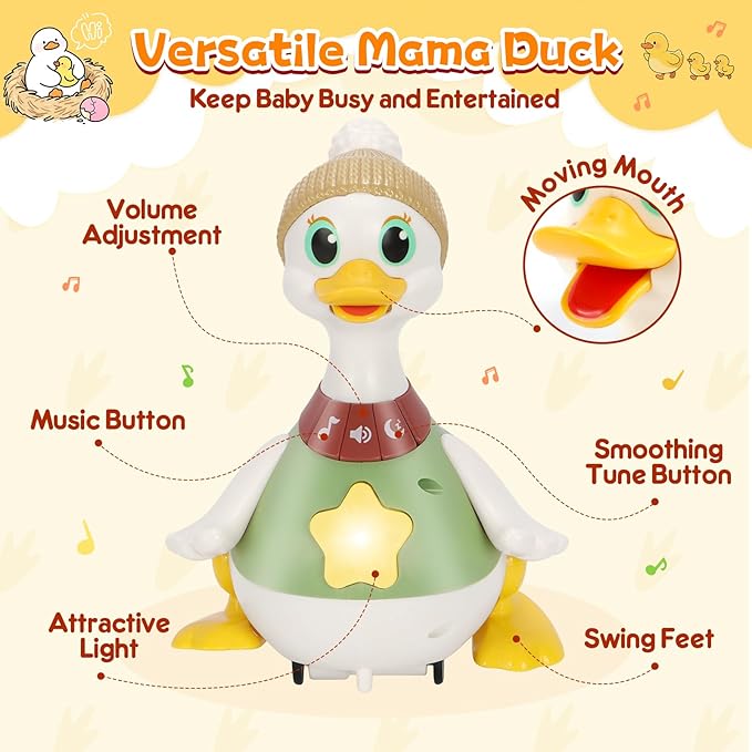 KETIEE Tummy Time Baby Toys 6-12 Months: Musical Dancing Duck Family for Babies, Little Ducks Crawling Toy Set, Interactive Duck Infant Toys for 1 2 Years Old Boys Girls Birthday
