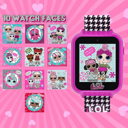 LOL Surprise Kids Smart Watch with Camera, Games, Voice Recorder, Step Counter, 10 Unique Watch Faces, Alarm, Timer, and Calculator - Fun Tech Toy for Kids