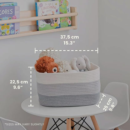 OrganiHaus Rope Baskets for Shelves - Set of 3 Woven Storage Baskets for Organizing, Closet & Toy Storage - 3-Toned Gray - 15x9x10
