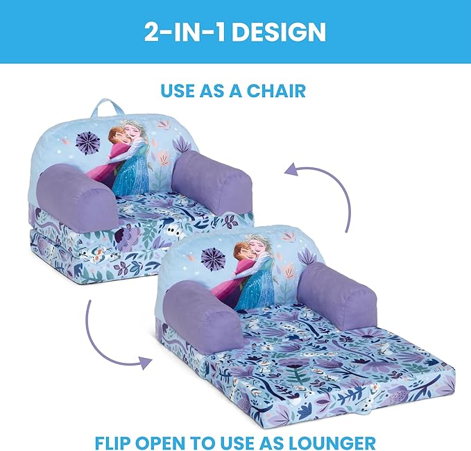 Delta Children - Disney Frozen Cozee Buddy Flip-Out Kids Chair, Purple