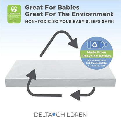 Delta Children Twinkle Stars Limited Premium Recycled Fiber Core Crib and Toddler Mattress - Waterproof Cover - GREENGUARD Gold Certified - Trusted 7 Year Warranty - Made in USA
