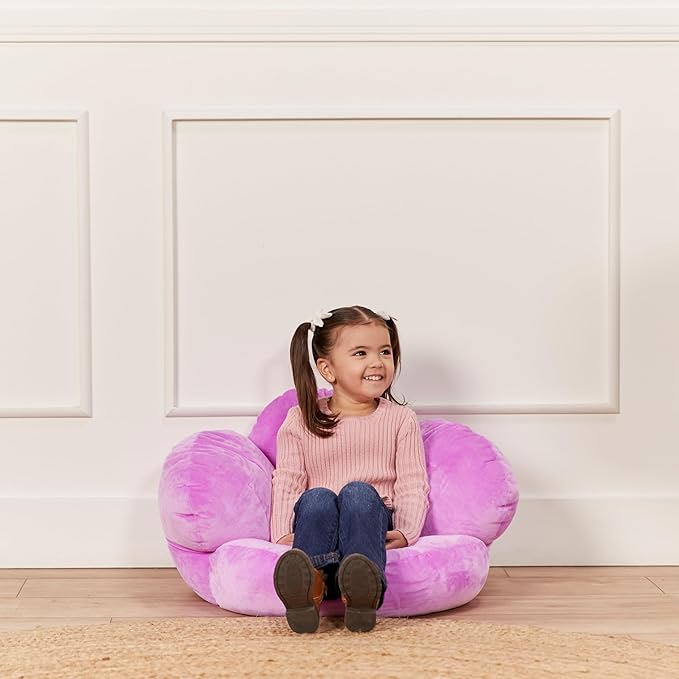 ECR4Kids SoftZone Flower Cozy Cushion Floor Pillow, Bright Purple