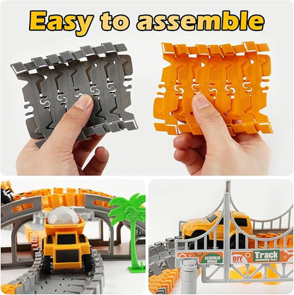 Race Tracks Toys for Kids Ages 3-5 - Best Birthday Gifts for 3 4 5 6 7 Year Old Boys, 220+ PCS Playset with 4 Construction Cars, Toddler Toy for Creative Play