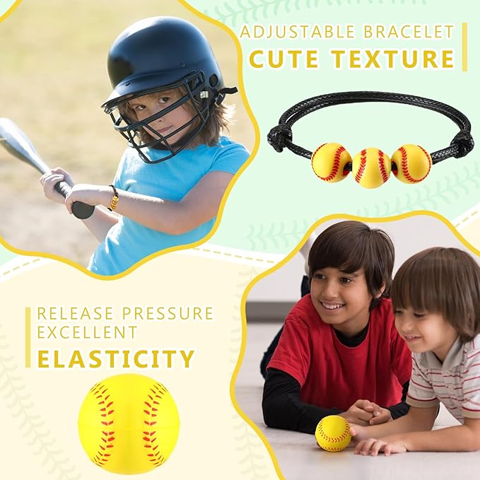 Nuogo 48 Pcs Softball Party Favors Softball Gifts for Girls Include 12 Pcs Softball Goodie Bags 12 Pcs Softball Keychain 12 Pcs Softball Bracelets and 12 Pcs Softball Stress Balls for Sport Party
