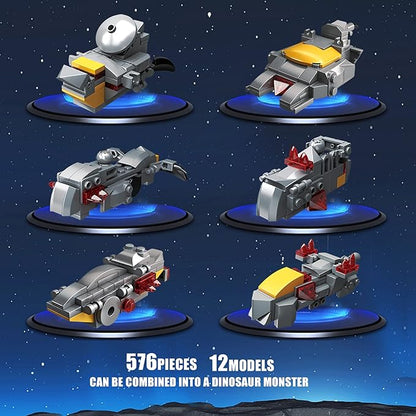 STEM Star Monster Wars Toys, 12 in 1 Build for Kids Who Love Jurassic Dinosaur Building Blocks Kit or Spaceship,Christmas and Birthday Gifts for 6-12 Year Old Kids(576Pieces)…