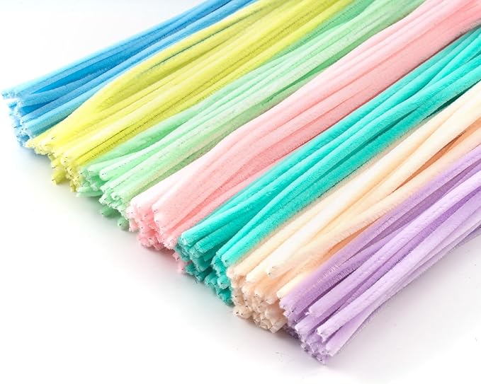 Caydo 200 Pieces Macaroon Color Pipe Cleaners Craft Chenille Stems for DIY Art Creative Crafts Party Decorations (12 Inch x 6 mm)