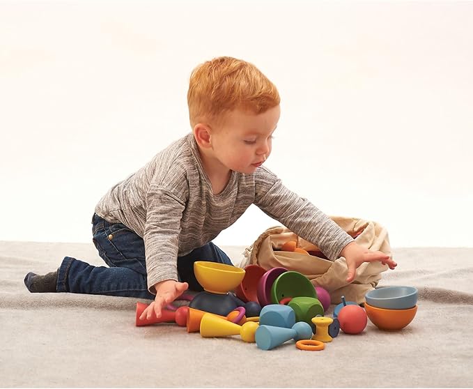 TickiT Rainbow Wooden Super Set - Set of 84 - 12 Different Shapes in 7 Colors - Loose Parts Play Set for Babies and Toddlers 10m+ - Inspire Curiosity and Open-Ended Play