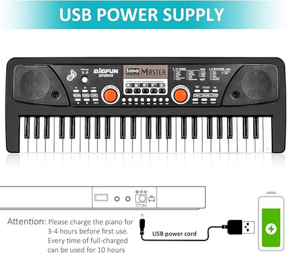 Kids Piano Keyboard, 49 Key Electric Piano Musical Learning Toy for Beginners with Microphone, Music Toys Birthday Xmas Gifts for Kids Toddlers 3-12 Years Old