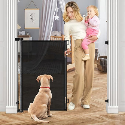 42 Inch Extra Tall Retractable Dog Gate Babies and Dogs Can't Get Under The Gate 55" Wide Retractable Baby Gates Extra Tall Baby Gate for Doorway Extra Tall Pet Gate Extra Tall Dog Gate for The House
