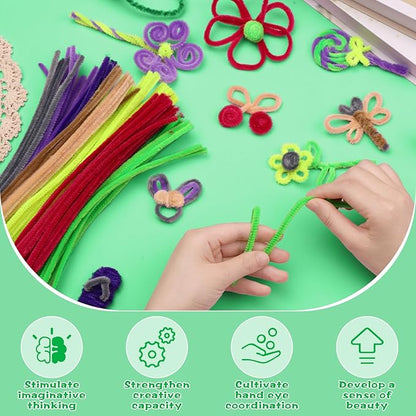 100 Pieces Pipe Cleaners Chenille Stem, Fruit Green Pipe Cleaners Set for DIY Arts Crafts Decorations, Chenille Stems (Fruit Green)