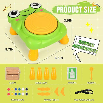 Pottery Wheel for Kids Complete Pottery Painting Kit Arts and Crafts for Kids Ages 3-12 with 4 Pack Pottery Clay,Sculpting Tools, DIY Kits Clay Maker for Beginners Art Supplies Toys for Girls Boy
