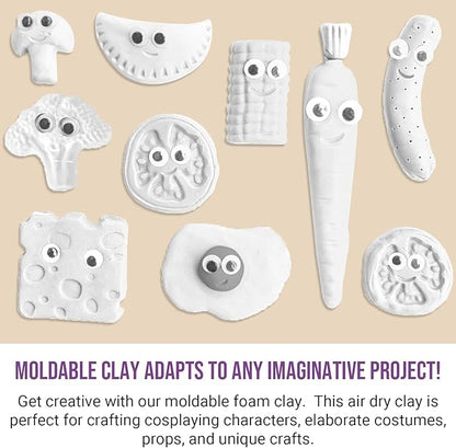 CALPALMY Air Dry Foam Clay (36 Pack), 360g White Moldable Soft Clay for Kids Gifts Partty and School Project Supplies, Perfect for Crafting Cosplay and Artistic Projects