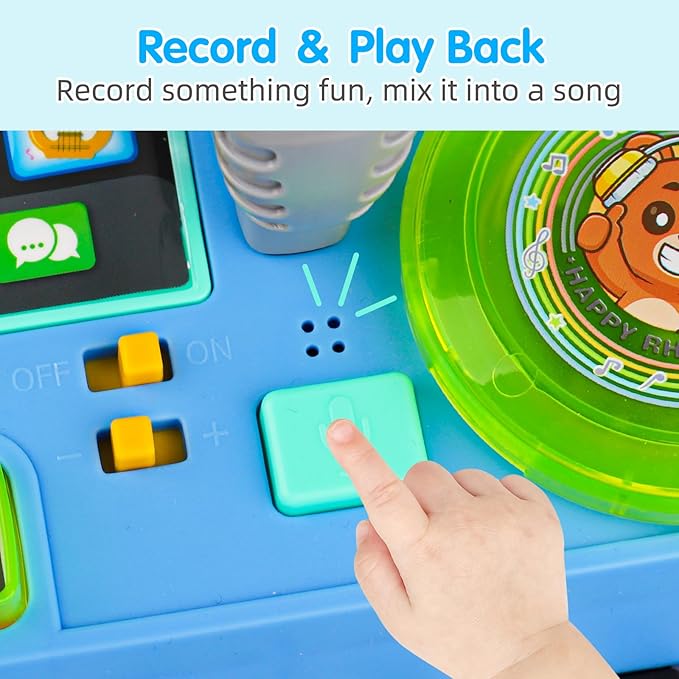 Baby DJ Table for Toddlers 1-3, Baby Musical Piano Toys 6-9-12-18 Months Toddler Activity Learning DJ Mixing Table with Music & Light Educational Toy for 1 Year Old Boy Girl First Birthday Infant Gift