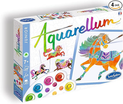 AQUARELLUM JUNIOR - HORSES - Painting kit - Magic watercolour paint - From 7 years old - made in France