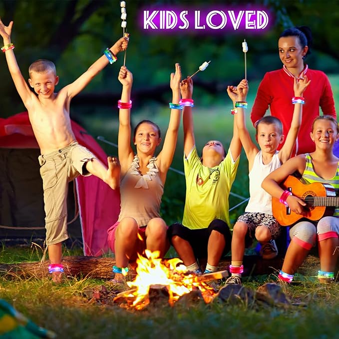 24Pcs Glow in the Dark Party Supplies for Kids/Adults, Flashing Light up Toys LED Bracelets Glow Sticks,Valentines Mardi Gras Party Favors Carnival Birthday Concert Gifts Accessory